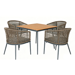 Ensemble de 5 pièces moderne en rotin tressé résistant aux intempéries pour <span class=keywords><strong>jardin</strong></span>, bistro, <span class=keywords><strong>salon</strong></span>, salle à manger, mobilier d'extérieur - Product Image 1