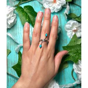 Navajo Men's <b>Ring</b> Sleeping Beauty <b>Turquoise</b> and Platinum with Rhodium Plating Pear Shape Everyday Wear <b>Ring</b> - Product Image 4
