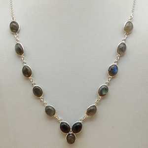 Personalized 925 Sterling Silver Necklace with Natural <b>Labradorite</b> Gemstone Handmade with Lovely Pearls and Diamonds New Arrival - Product Image 3