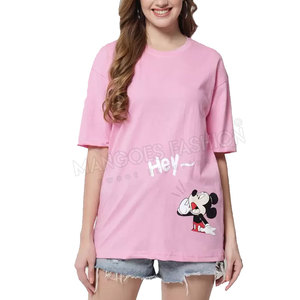 Camisetas extragrandes de algodón personalizadas para mujer, Camiseta extragrande de manga corta con ajuste holgado a precio de fábrica para mujer - Product Image 1