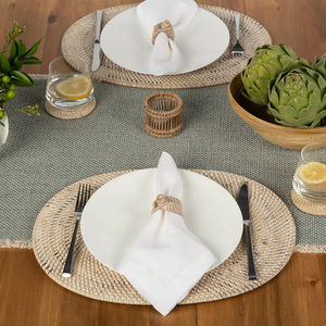 ถาดรองแก้วรูปไข่หวายสานด้วยมือ,ถาดรองแก้วดีไซน์เรียบง่ายสไตล์นอร์ดิกสำหรับโต๊ะอาหารแฮนด์เมด - Product Image 2