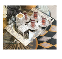 Plateau de service et plateau à thé rectangulaires en nacre incrustée, objets de collection culturels, nouveaux ustensiles de cuisine pour restaurant