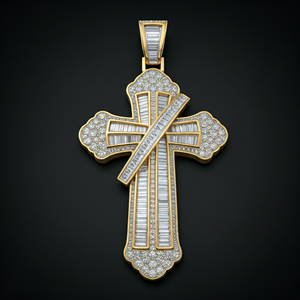Lujoso Colgante de Cruz con Incrustaciones de Moissanita VVS, Chapado en Oro sobre Plata de Ley, Joyería de Cruz de Jesús - Product Image 2