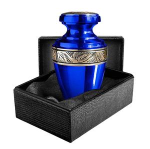 Urna Funeraria de Aluminio Azul Brillante con Fondo Azul Único, Modelo Blue Bayou KEEPSAKE, para Cenizas Humanas - Product Image 6
