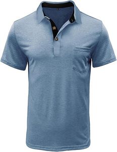 Polos atléticos de manga corta para hombre, camisetas de golf informales que absorben la humedad, camisetas con logotipo personalizado sólido con cuello y bolsillo - Product Image 3