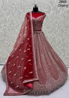 Designers lourds Cherry Red Designer Lehenga choli avec Bridal Net Dupatta Indian Ethnic Women dress