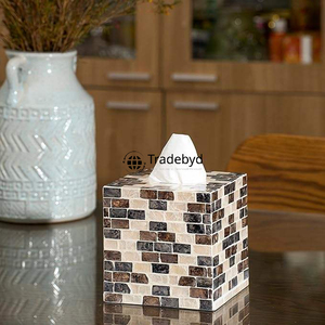 Porta Caja de Pañuelos Clásico Hecho a Mano con Incrustaciones, Diseño Floral y Grabado para Decoración de Mesa Premium, Tradebyd - Product Image 1