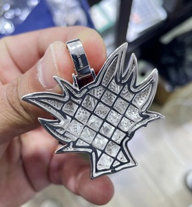 Colgante de Oro Blanco con Diamantes de Imitación VVS, Estilo Hip Hop, con Diseño de Rostro de Dibujos Animados en 3D Personalizado de RB Gems, para Hombre, Pasa la Prueba de Diamantes - Product Image 2