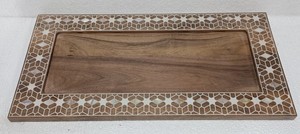 Inlay <b>tray</b> wooden crafted wood and metal custom <b>tray</b> for for <b>Candles</b> - Product Image 2