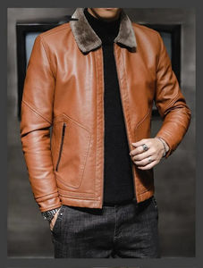 Hot Trending Design Premium Leather <b>Jacket</b> Inner Rabbit <b>Fur</b> Warm Leather Thick Windproof Beautiful Leather <b>jacket</b> <b>for</b> <b>men</b> - Product Image 3
