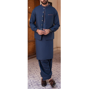 Conjunto de Moda Desi Personalizado al por Mayor para Hombre, Shalwar Kameez Transpirable, Talla Grande, Vestido Informal Islámico Pakistaní, Sin Arrugas, de Secado Rápido - Product Image 1