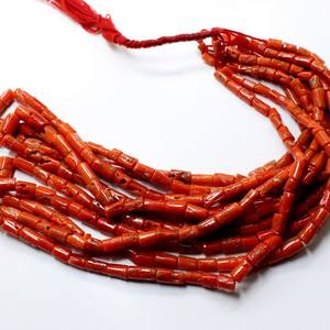 Cuentas de Coral Rojo Italiano Natural en Forma de Tubo, 4.5X11.5MM Aprox. Cuentas de Piedra de 14 Pulgadas para la Elaboración de Joyas - Product Image 4