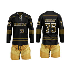 Uniformes de hockey sur glace personnalisés pour hommes avec impression du nom de l'équipe sur mesure, taille personnalisée, 100% polyester, haute qualité, fabriqué au Pakistan, service OEM - Product Image 1