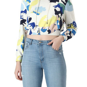 Fournisseur direct d'usine, sweat à capuche court pour femme, hiver, écologique, séchage rapide, couleur unie, décontracté, usage extérieur, devant - Product Image 6