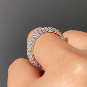 Bague de mariage élégante et intemporelle, cadeau de bijoux de mariée, 2 carats au total, diamant de laboratoire taille ronde, alliance éternelle complète en or 14 carats - Product Image 4