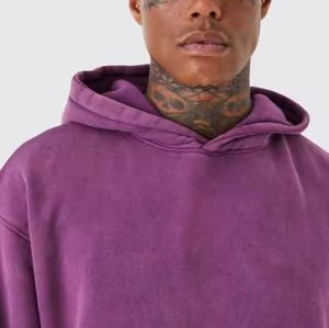 Men's Winter Solid Color Hoodie with Silk Screen Printing Acid Wash Custom Logo Colors-High Quality Streetwear Reasonable Price - Product Image 2