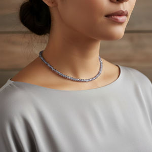 Collar de Cuentas Hecho a Mano Ajustable Chapado en Oro de 18K con Iolita Clásica Facetada en Forma de Caja para Regalo de Boda - Product Image 6