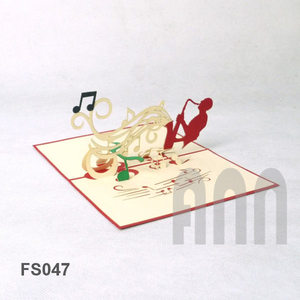 Biglietto d'Auguri <span class=keywords><strong>Pop</strong></span>-up 3D Personalizzato Ispirato all'Artista Jazz, Stampato in Vietnam, con Taglio a Fustella, Regalo di Ringraziamento in Carta Artigianale - Product Image 2
