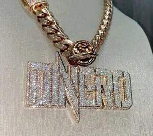 Diamantes de moissanita reales fabricados en la India, colgante en capas para mujer, letra cursiva personalizada disponible, Plata de Ley 925 - Product Image 2