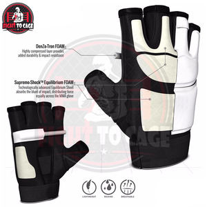 2026 Black <b>White</b> Color Good Seller Made Pakistan OEM Service PU Leather Adult MMA <b>Gloves</b> Hook Loop Closure Custom Colors - Product Image 2