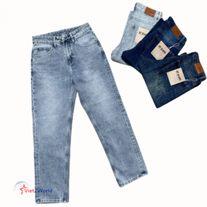 Custom Men's Slim Fit Blue and Black Designer <b>Elastic</b> Denim <b>Jeans</b> Mid <b>Waist</b> Casual Formal Harem Pants Styles-Wholesale - Product Image 1