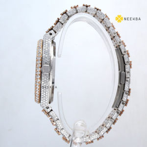 Montre Moissanite Signature haut de gamme-Édition métal bicolore, montre diamant faite à la main, montre Moissanite Pass Diamond Tester - Product Image 6