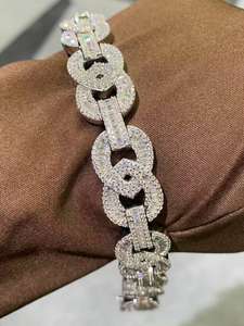 Pulsera de Cadena con Eslabones Redondos de Moissanita, Color D VVS, Plata 925, Joyería de Lujo con Micro Pavé, Estilo Hip Hop, OEM, ODM, Venta al por Mayor - Product Image 5