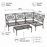 Ensemble de canapé d'angle 6 places en aluminium moulé, durable, confortable et moderne, pour jardin, repas en plein air et autres utilisations extérieures
