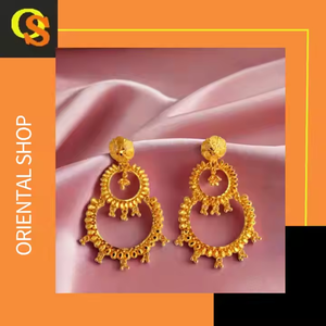 Vente directe du fabricant Ensemble de boucles d'oreilles avec un design traditionnel Boucles d'oreilles de style Jhumka plaquées or 22 carats Bijoux pour femmes à porter - Product Image 3