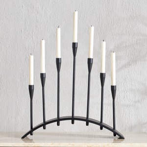 <b>Black</b> Metal Candle <b>Holder</b> Modern Decorative Table Accent Stylish Centerpiece for Living Room Bedroom and Dining - Product Image 2
