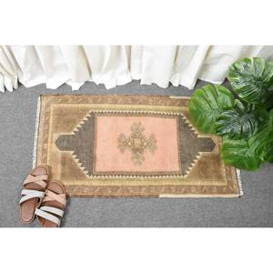 Tapis turc de grande surface classique rose marron 1.5x2.9ft laine à motif abstrait avec support en latex pour salon adolescent - Product Image 5