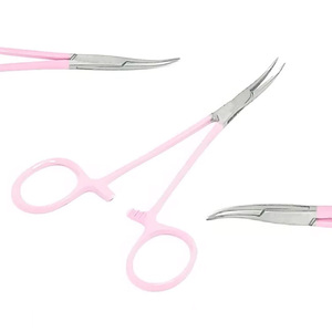 Premium Pet Hair-Tick Puller 5 "Curved" Fine "Poignée de verrouillage" Rose "Couleur - Product Image 2