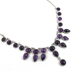 Collar de Plata 925 con Amatista para Mujer, Elegante Joyería de Cristal con Piedras Preciosas - Product Image 1