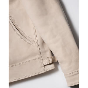 Chaqueta de cuero de vaquero con bolsillos delanteros de cuero de vaca genuino para hombre Forro interior de cierre de cremallera genuina - Product Image 3