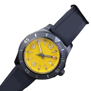 Montre mécanique pour hommes, jaune, étanche à 100M, bracelet en Silicone, montre de plongée automatique, lunette rotative, montre lumineuse de nuit - Product Image 1
