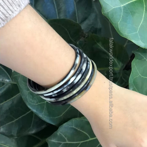 Brazalete de cuerno de búfalo Natural 100% de la mejor calidad, joyería de cuerno Real pulida para mujeres y niñas, regalo perfecto, un precio barato de FWE - Product Image 3