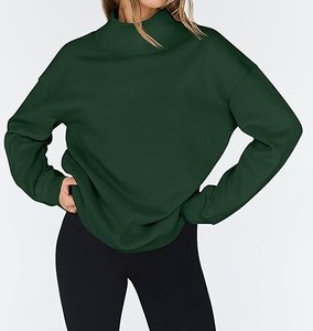 Cómoda sudadera de mujer cuello alto cálido pulóver manga larga estilo de ajuste relajado - Product Image 2
