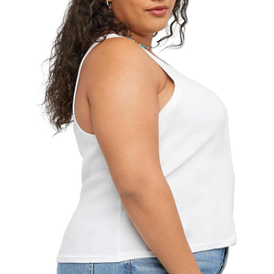 Women's Sleeveless <b>Square</b> <b>Neck</b> Cropped Solid Color <b>Tank</b> <b>Top</b> - Casual Basic 8 Color Options Custom Logo Summer Vest Ladies - Product Image 2