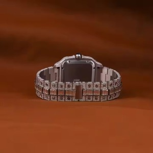 Shivpath Nam 41mm Analog kinh doanh đồng hồ sang trọng đầy đủ đá moissanite kim cương vuông cổ điển Baguette cắt Roman đơn giản - Product Image 4