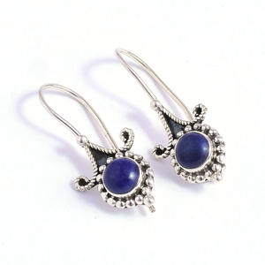 Handmade New Natural Lapis Lazuli <b>Fine</b> <b>Earrings</b> Women's Fashion 925 Sterling Silver Jewellery for Weddings and Parties - Product Image 1