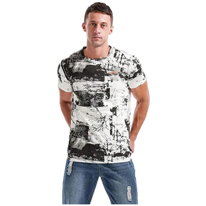 Camisetas de sublimación de cuello redondo para hombre, ropa de entrenamiento de gimnasio, Camiseta deportiva de alta elasticidad, camisetas con estampado de diseño de tinte de corbata personalizado - Product Image 3