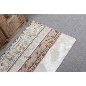 พรมตุรกีขนาด 2.2x3.2 ฟุต, พรมวินเทจ, พรมขนสัตว์สีขาวลายนามธรรม - Product Image 5