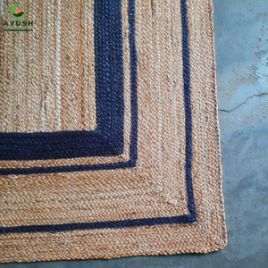 Tapis rustique fait à la main, écologique, en jute et en coton, tapis d'intérieur rembourré et lavable pour la chambre à coucher et le salon - Product Image 4