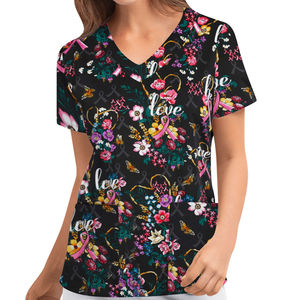 Uniformes médicaux extensibles 100% coton unisexe imprimés pour femmes et hommes - Product Image 2