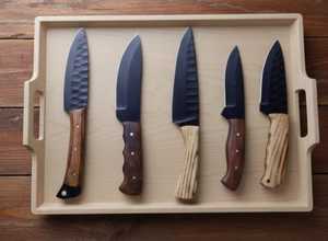 LOT de 5 couteaux de cuisine multifonctionnels ambidextres en acier inoxydable personnalisés avec manches en plastique/bois - Product Image 2