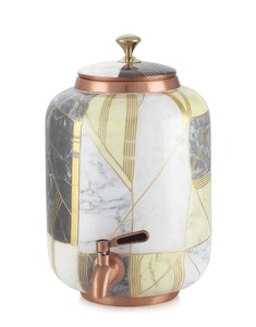 Venta al por mayor de Heritage Copper Matka Esmalte 8 LTR Classic Eco-Friendly a prueba de fugas Antiguo Cobre Tarro de agua Tapa Reutilizable Lavavajillas - Product Image 6
