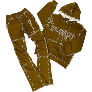 Survêtements deux pièces en polaire écologique pour hommes, chauds et à la mode, survêtement de maternité d'hiver uni avec logo personnalisé - Product Image 2