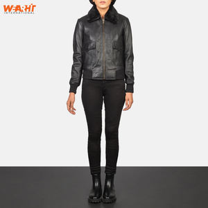 Women's <b>Vintage</b> Stylish Genuine Cow Skin Leather Motorcycle <b>Jacket</b> Warm Winter Zip Solid Fashionable Breathable Knitted Real Fur - Product Image 5
