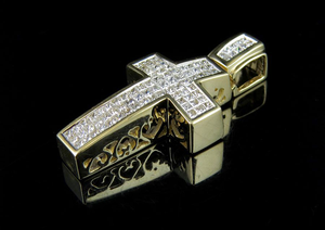 จี้เพชรรูปไม้กางเขนเพชรโมอิสสำหรับนักซ่อมเครื่องประดับแนวฮิปฮอปเย็นชุบทองเครื่องประดับแบบกำหนดเอง - Product Image 4