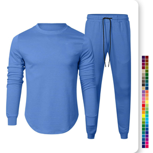 Venta al por mayor de chándales de algodón de peso pesado liso para hombre, chándal personalizado gimnasio Jogger conjunto de dos piezas para Mem ropa informal - Product Image 2